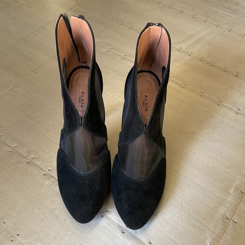 alaia black suede mesh boot bootie sz 38.5 - Picture 3 of 11